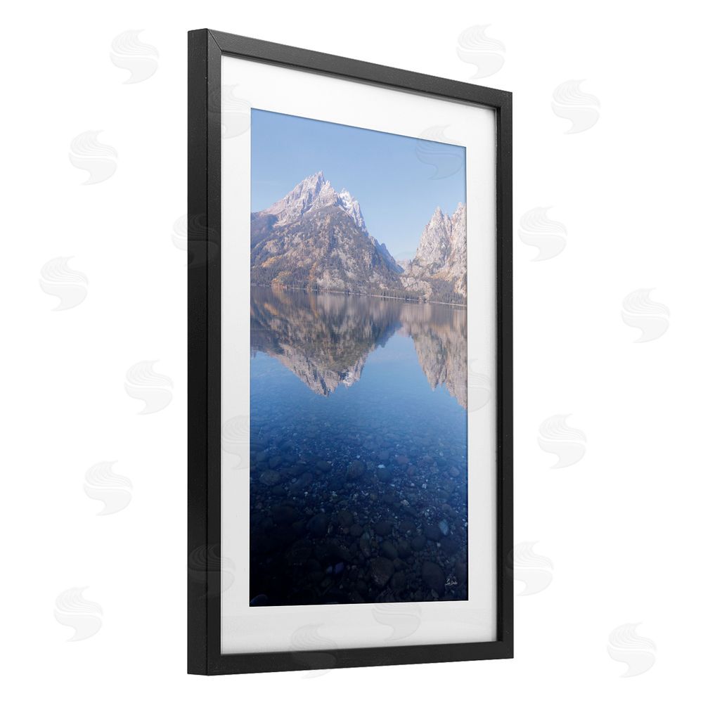 Lori Deiter Clear Water Reflection Landscape Black Framed Print Under Glass with White Mat Wall Art