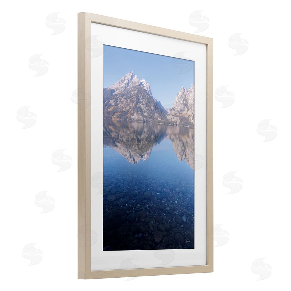 Lori Deiter Clear Water Reflection Landscape Birch Framed Print Under Glass with White Mat Wall Art