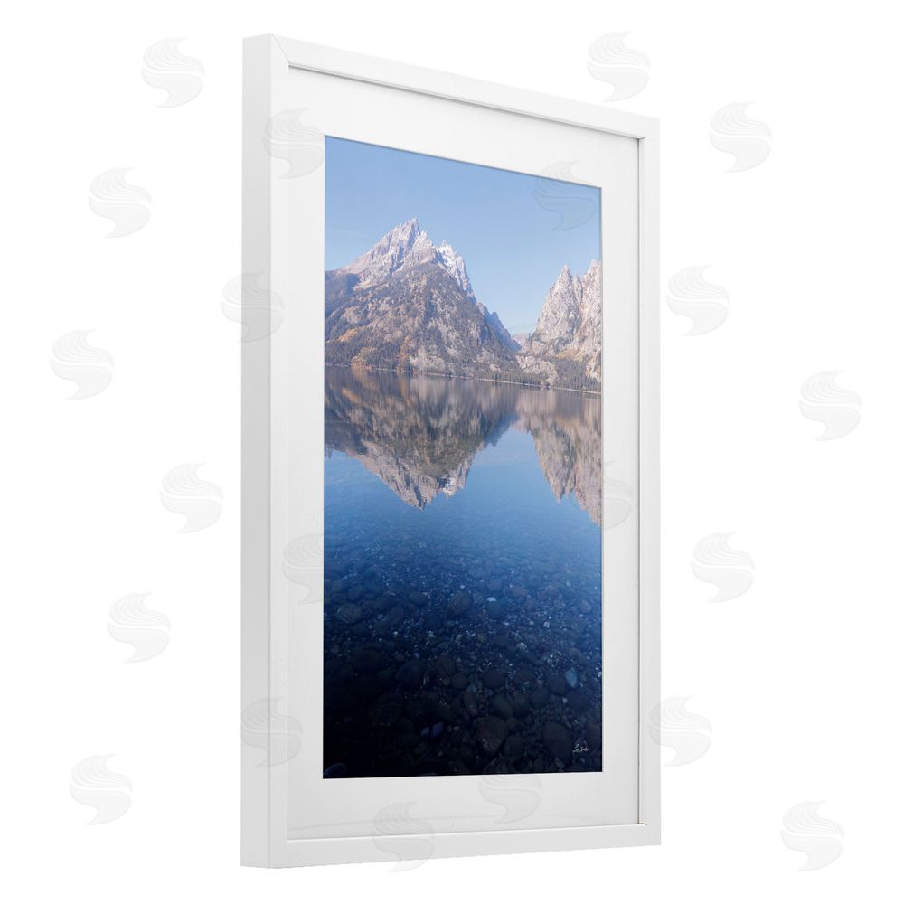 Lori Deiter Clear Water Reflection Landscape White Framed Print Under Glass with Mat Wall Art