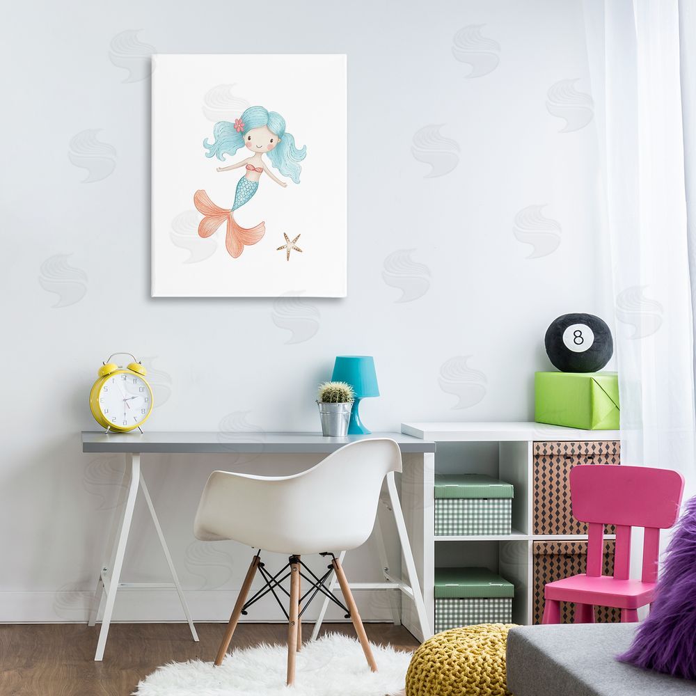 Christine Simpson Art Mermaid's Adventure with Starfish Canvas Art on Wall
