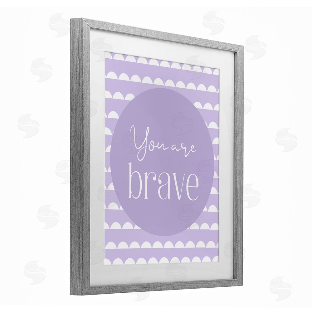 Christine Simpson Art You Are Brave Sentiment Gray Framed Print Under Glass with White Mat Wall Art