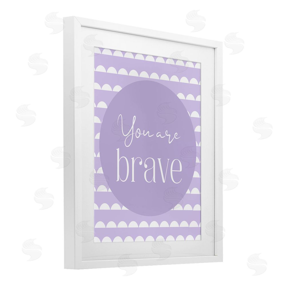 Christine Simpson Art You Are Brave Sentiment White Framed Print Under Glass with Mat Wall Art