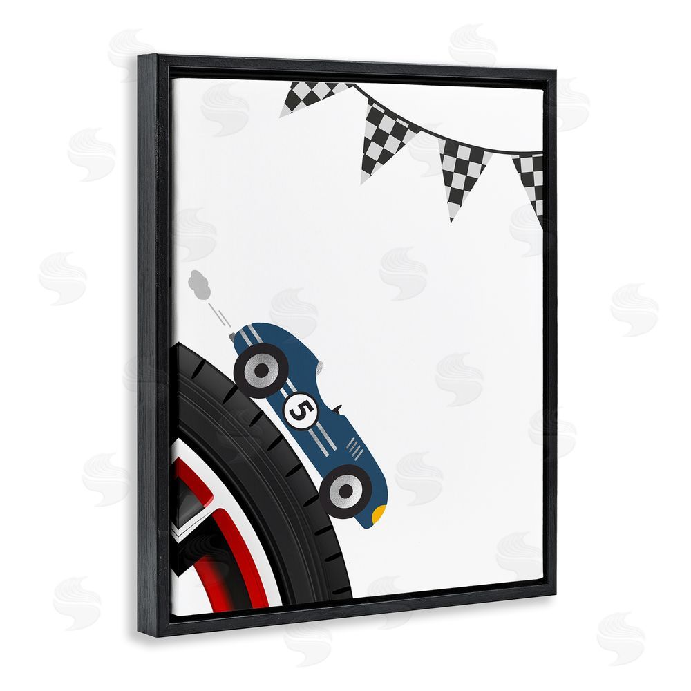 Christine Simpson Art Vintage Fast Lane Racecar Black Floating Frame Canvas Wall Art Print