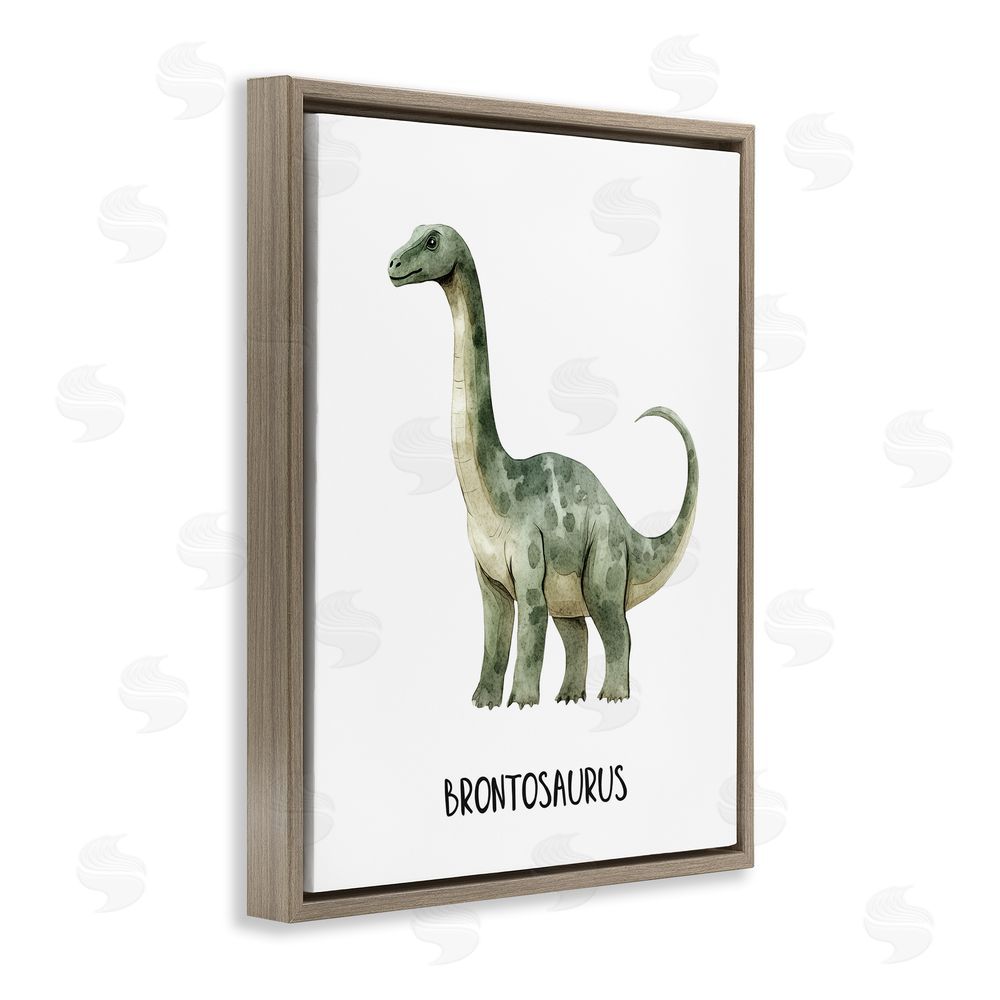 Christine Simpson Art Meet The Brontosaurus Brown Floating Frame Canvas Wall Art Print