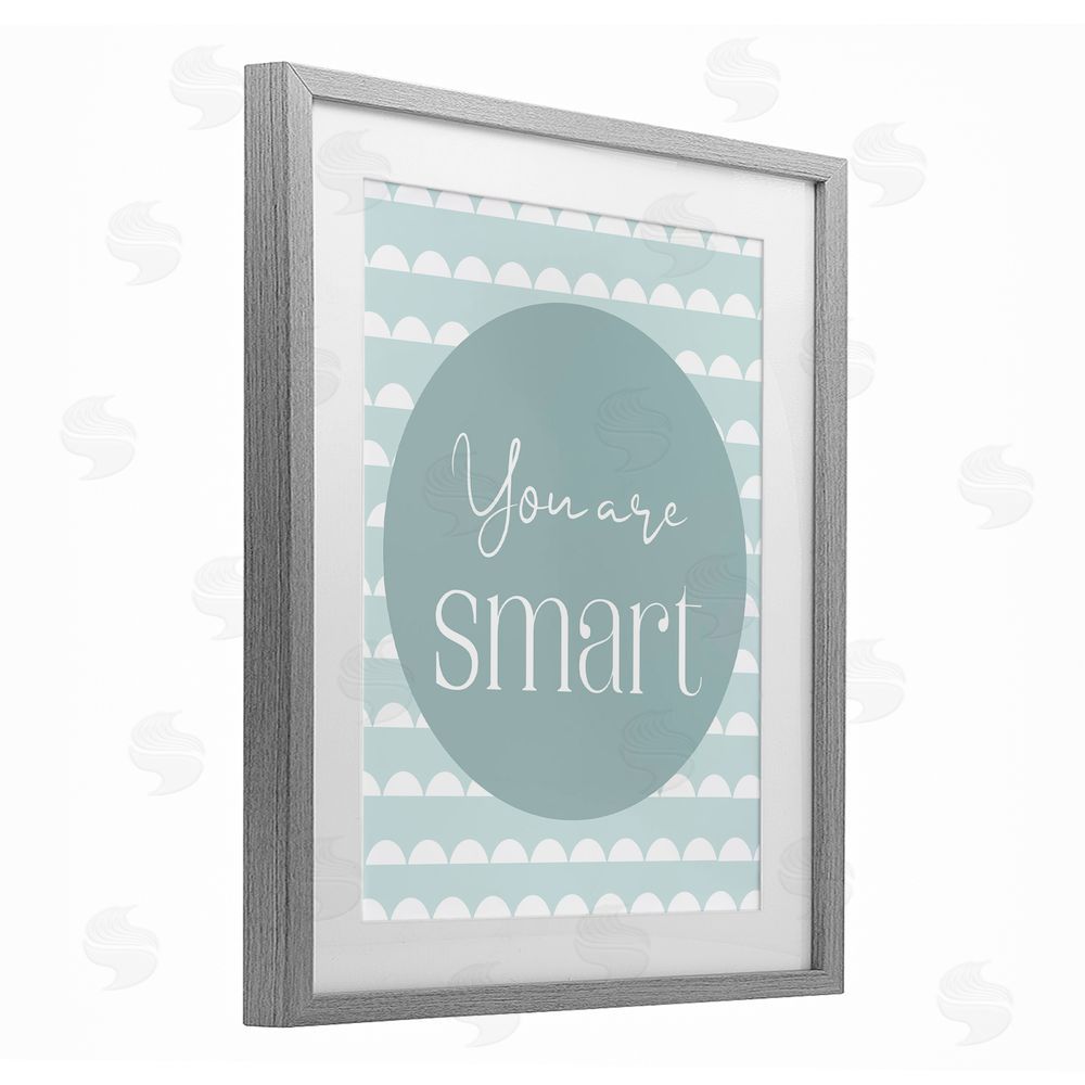 Christine Simpson Art You Are Smart Sentiment Gray Framed Print Under Glass with White Mat Wall Art