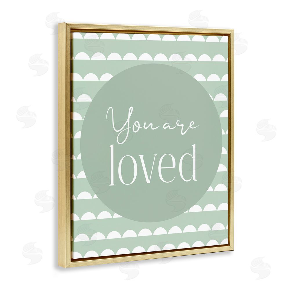 Christine Simpson Art You Are Loved Sentiment Gold Floating Frame Canvas Wall Art Print