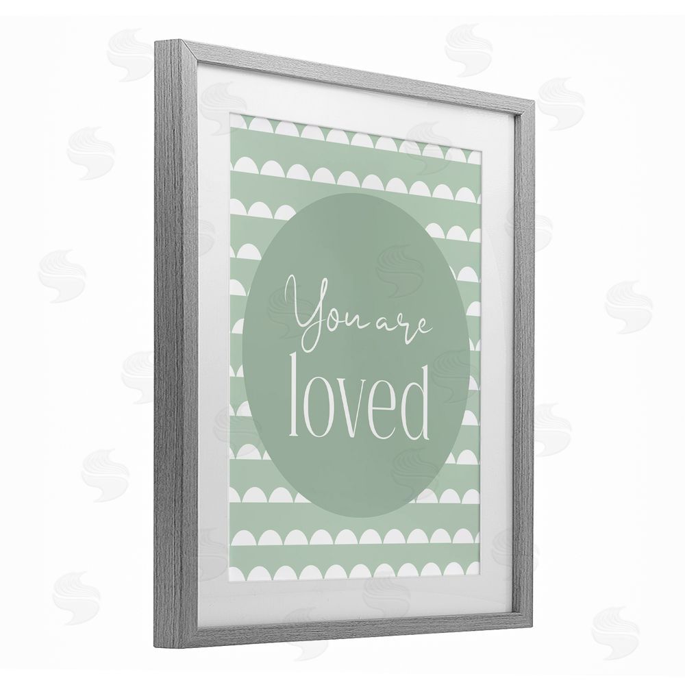 Christine Simpson Art You Are Loved Sentiment Gray Framed Print Under Glass with White Mat Wall Art
