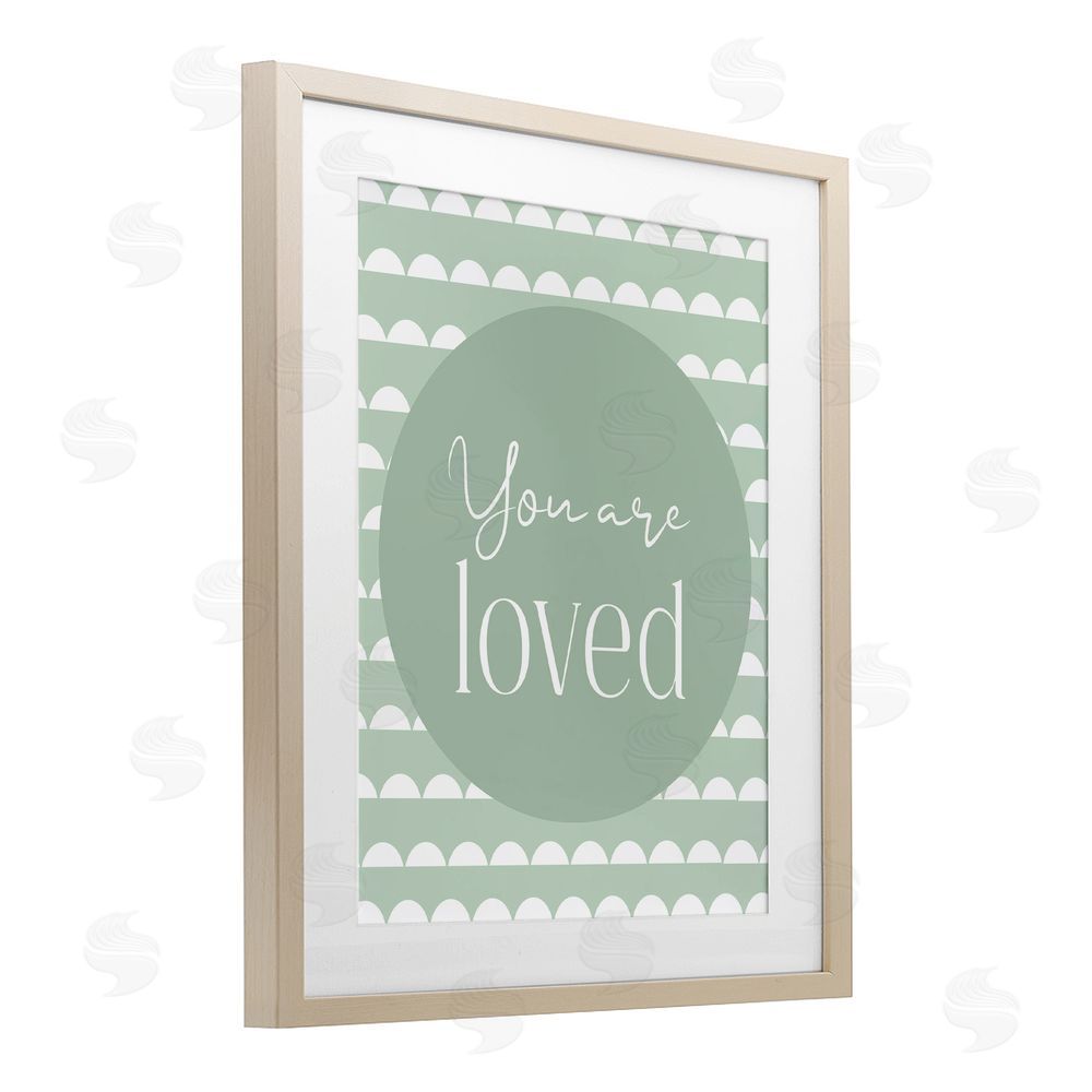 Christine Simpson Art You Are Loved Sentiment Birch Framed Print Under Glass with White Mat Wall Art