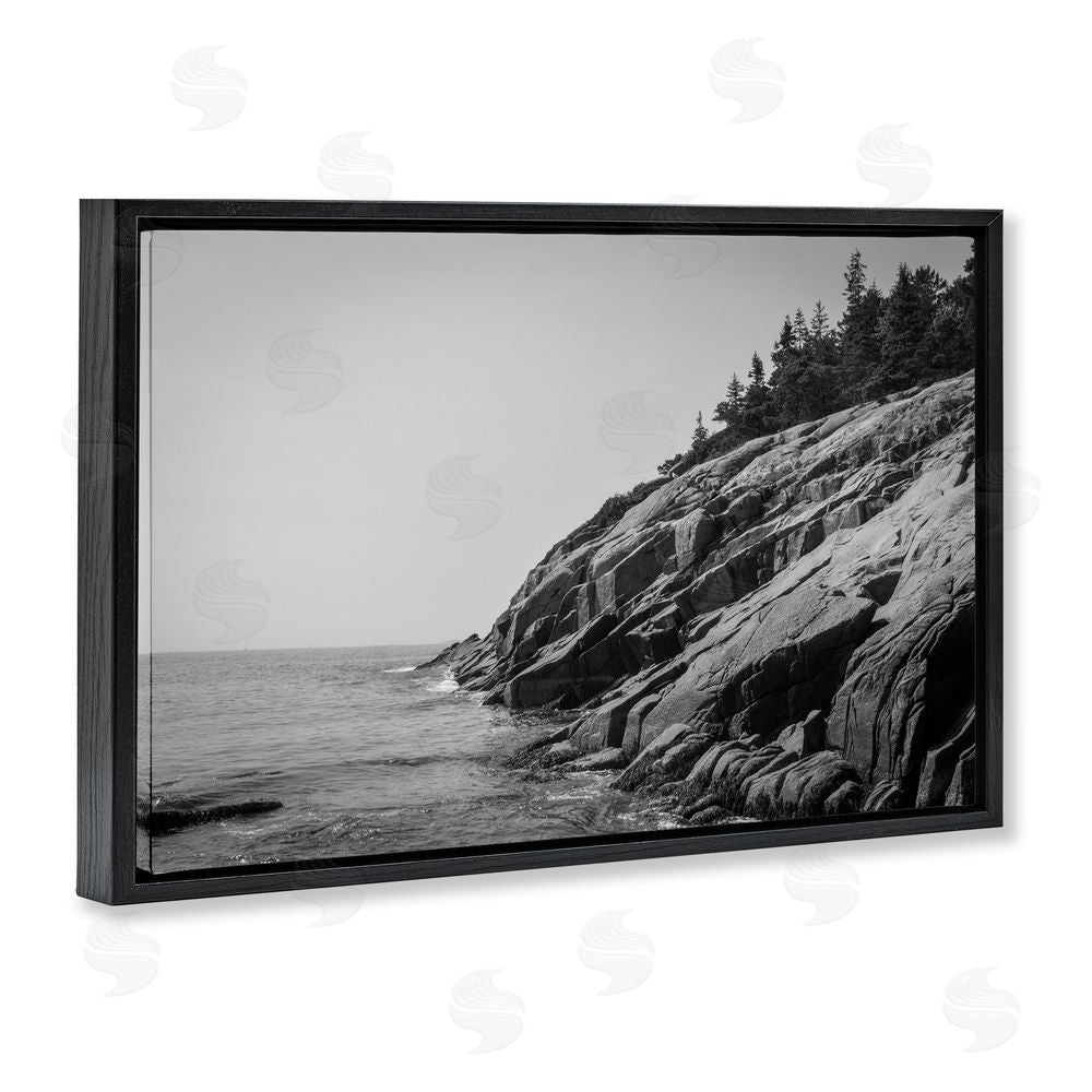 James Rodewald Steep Ocean Cliff Side Black Floating Frame Canvas Wall Art Print