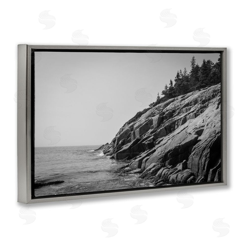 James Rodewald Steep Ocean Cliff Side Gray Floating Frame Canvas Wall Art Print
