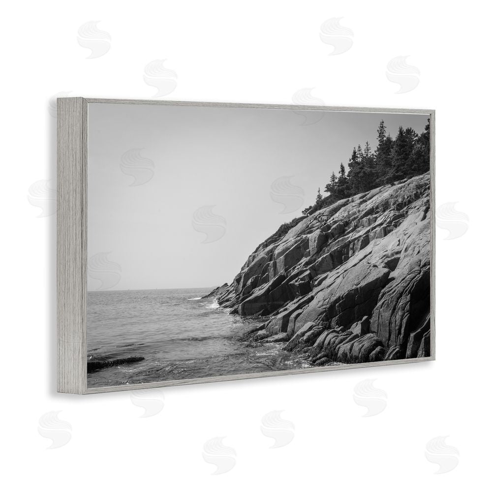 James Rodewald Steep Ocean Cliff Side Gray Framed Giclee Wall Art Print