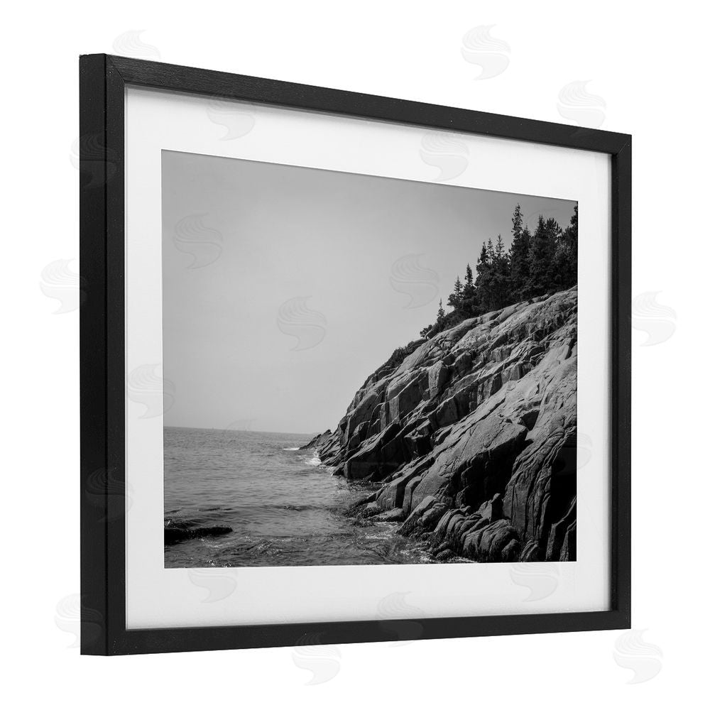 James Rodewald Steep Ocean Cliff Side Black Framed Print Under Glass with White Mat Wall Art