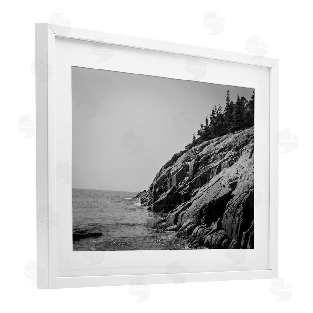 James Rodewald Steep Ocean Cliff Side White Framed Print Under Glass with Mat Wall Art