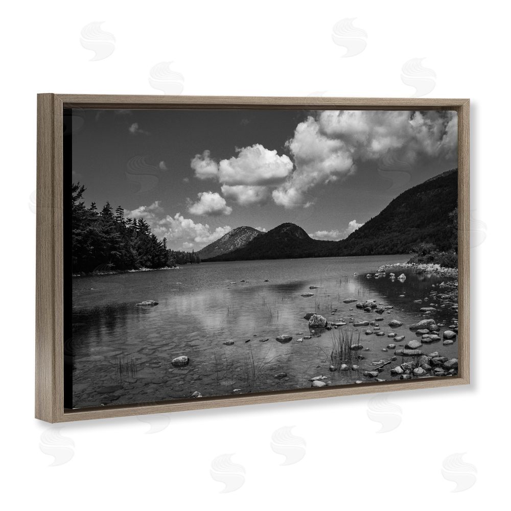 James Rodewald Cloudy Mountain In The Distance Brown Floating Frame Canvas Wall Art Print