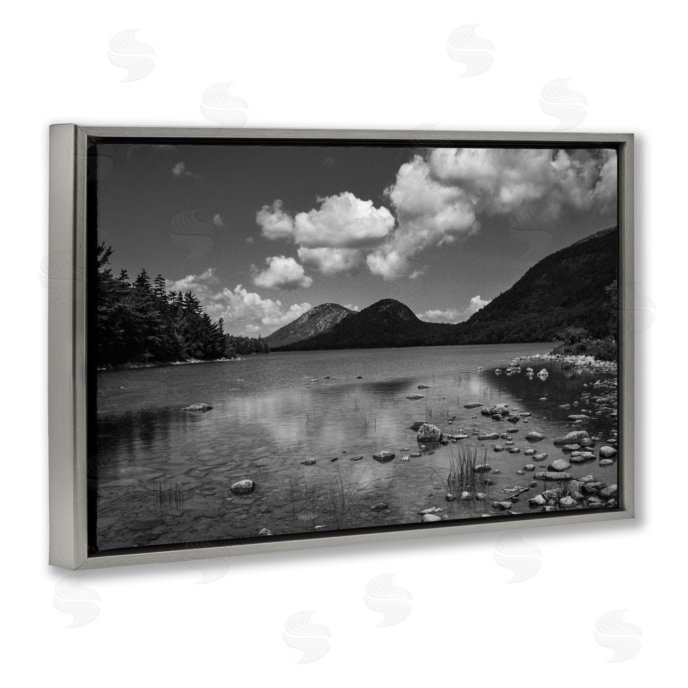 James Rodewald Cloudy Mountain In The Distance Gray Floating Frame Canvas Wall Art Print