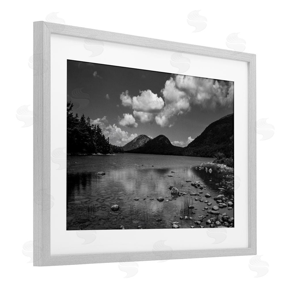 James Rodewald Cloudy Mountain In The Distance Gray Framed Print Under Glass with White Mat Wall Art