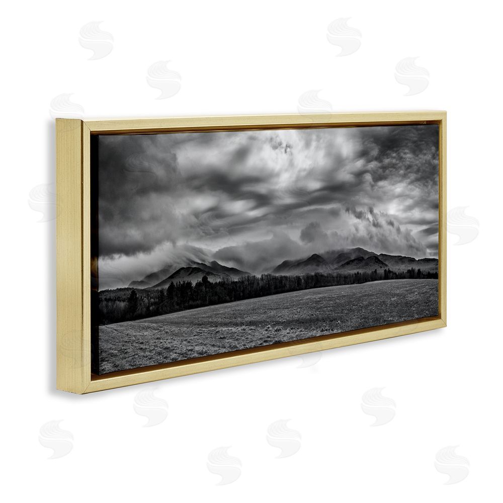 James Rodewald Dramatic Distant Skies Gold Floating Frame Canvas Wall Art Print