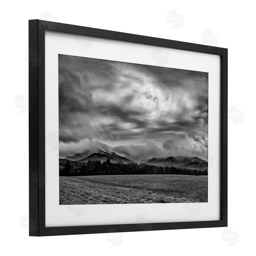 James Rodewald Distant Cloudy Skies View Black Framed Print Under Glass with White Mat Wall Art