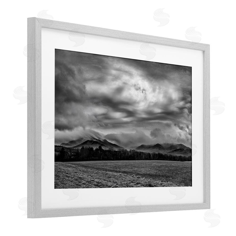 James Rodewald Distant Cloudy Skies View Gray Framed Print Under Glass with White Mat Wall Art