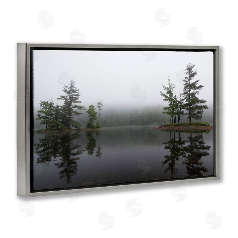 James Rodewald Adirondack Lake Reflections Gray Floating Frame Canvas Wall Art Print