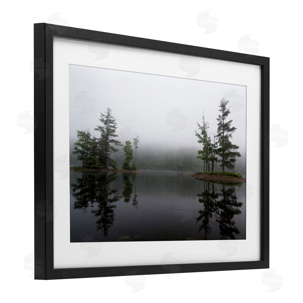 James Rodewald Adirondack Lake Reflections Black Framed Print Under Glass with White Mat Wall Art