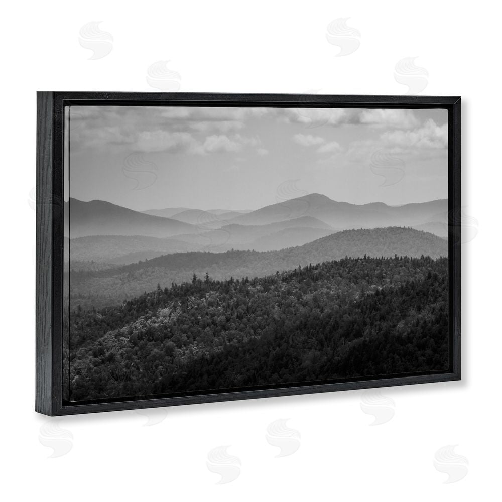 James Rodewald Misty Adirondack Mountains Black Floating Frame Canvas Wall Art Print