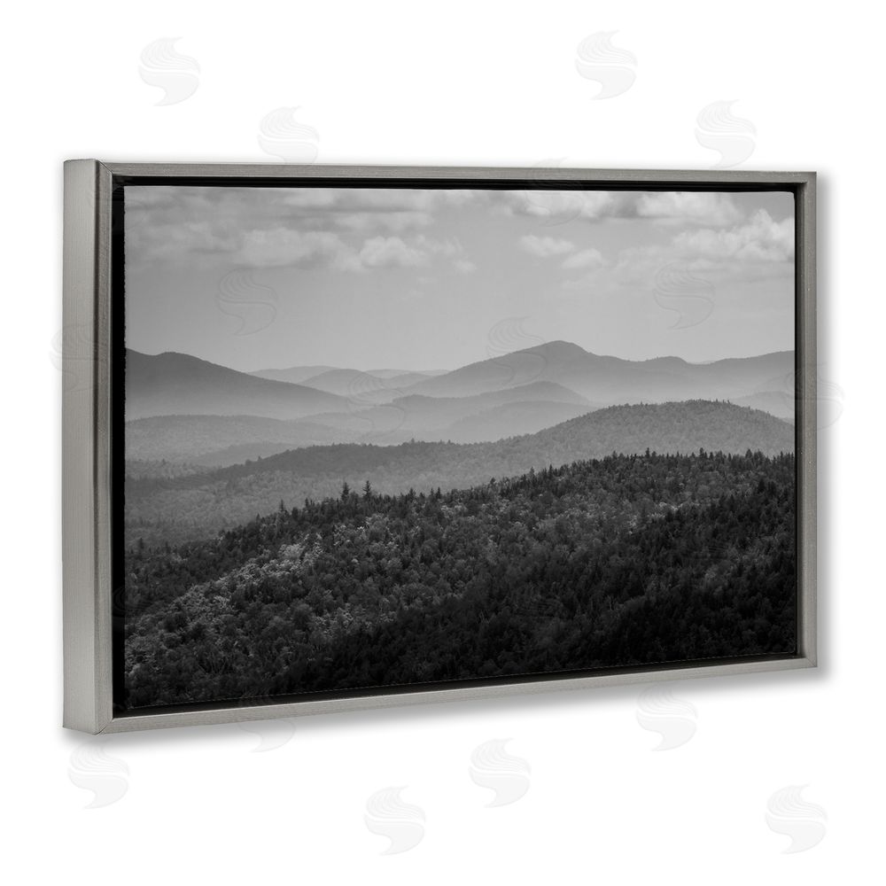 James Rodewald Misty Adirondack Mountains Gray Floating Frame Canvas Wall Art Print