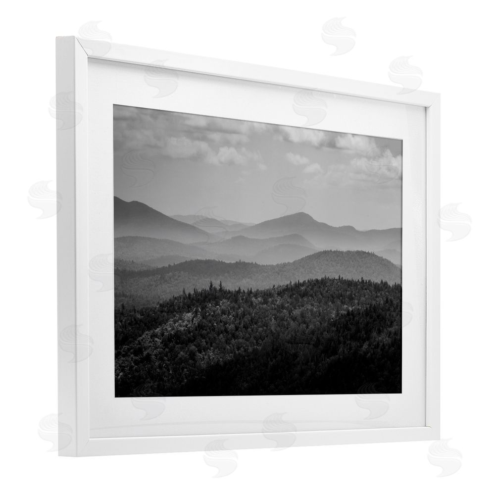 James Rodewald Misty Adirondack Mountains White Framed Print Under Glass with Mat Wall Art