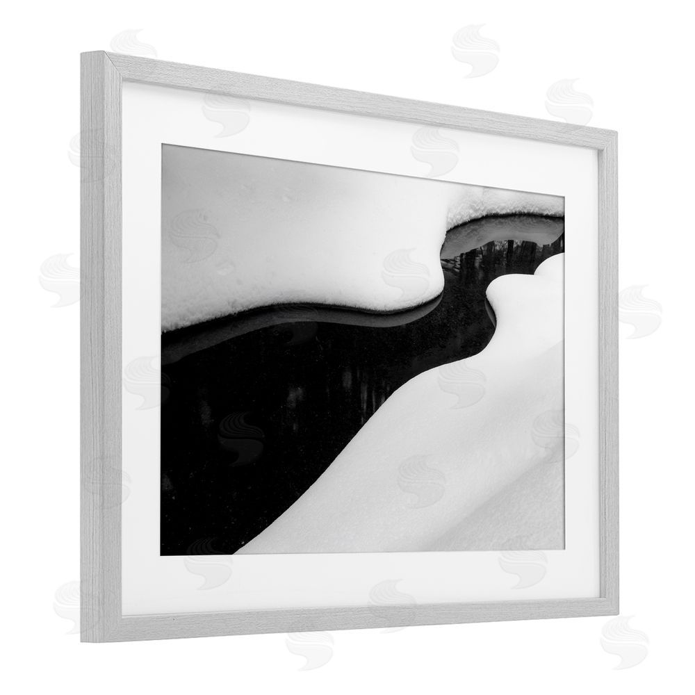James Rodewald Yin & Yang Stream Gray Framed Print Under Glass with White Mat Wall Art