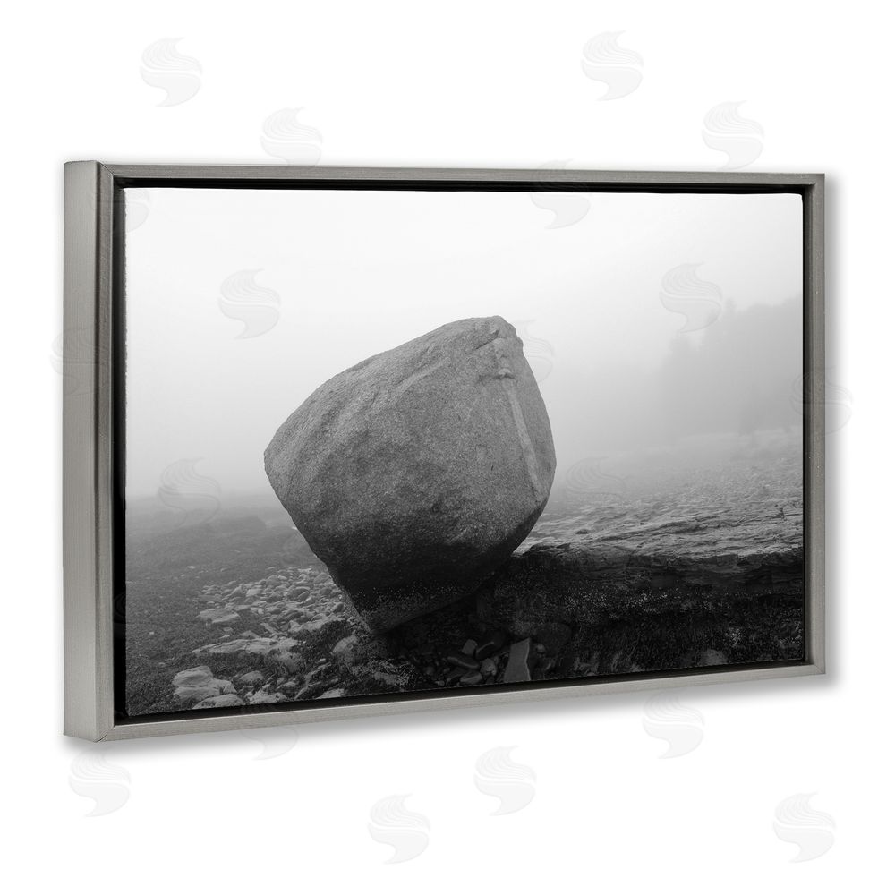 James Rodewald Lone Isolated Rock Gray Floating Frame Canvas Wall Art Print