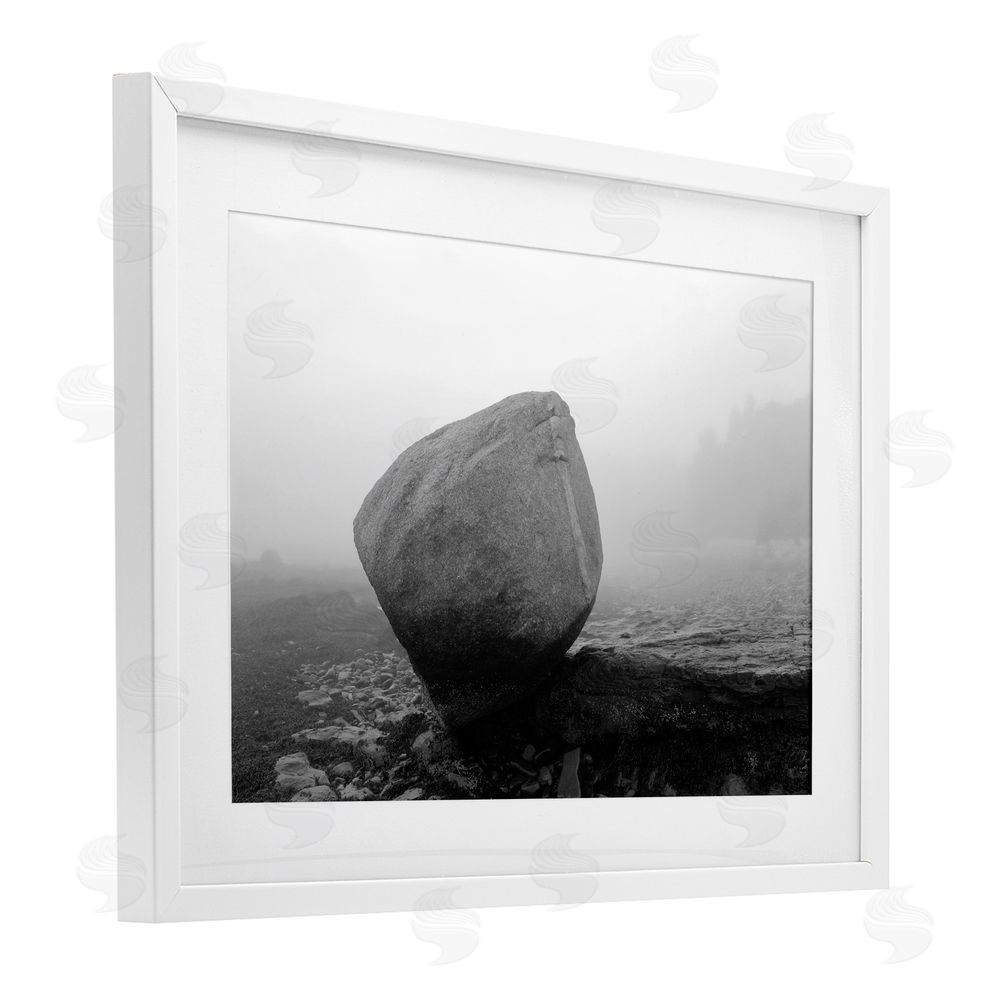 James Rodewald Lone Isolated Rock White Framed Print Under Glass with Mat Wall Art