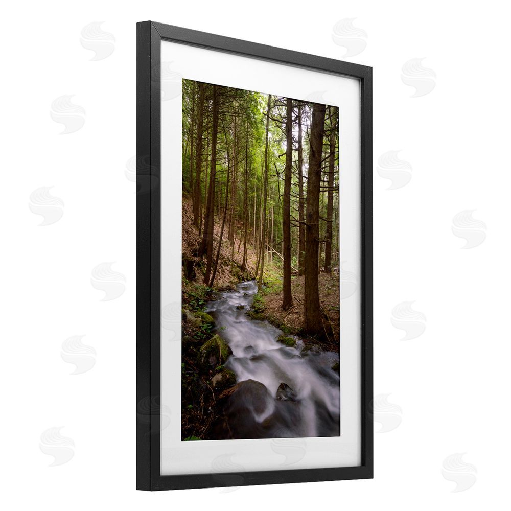 James Rodewald Mist In The Adirondacks Black Framed Print Under Glass with White Mat Wall Art