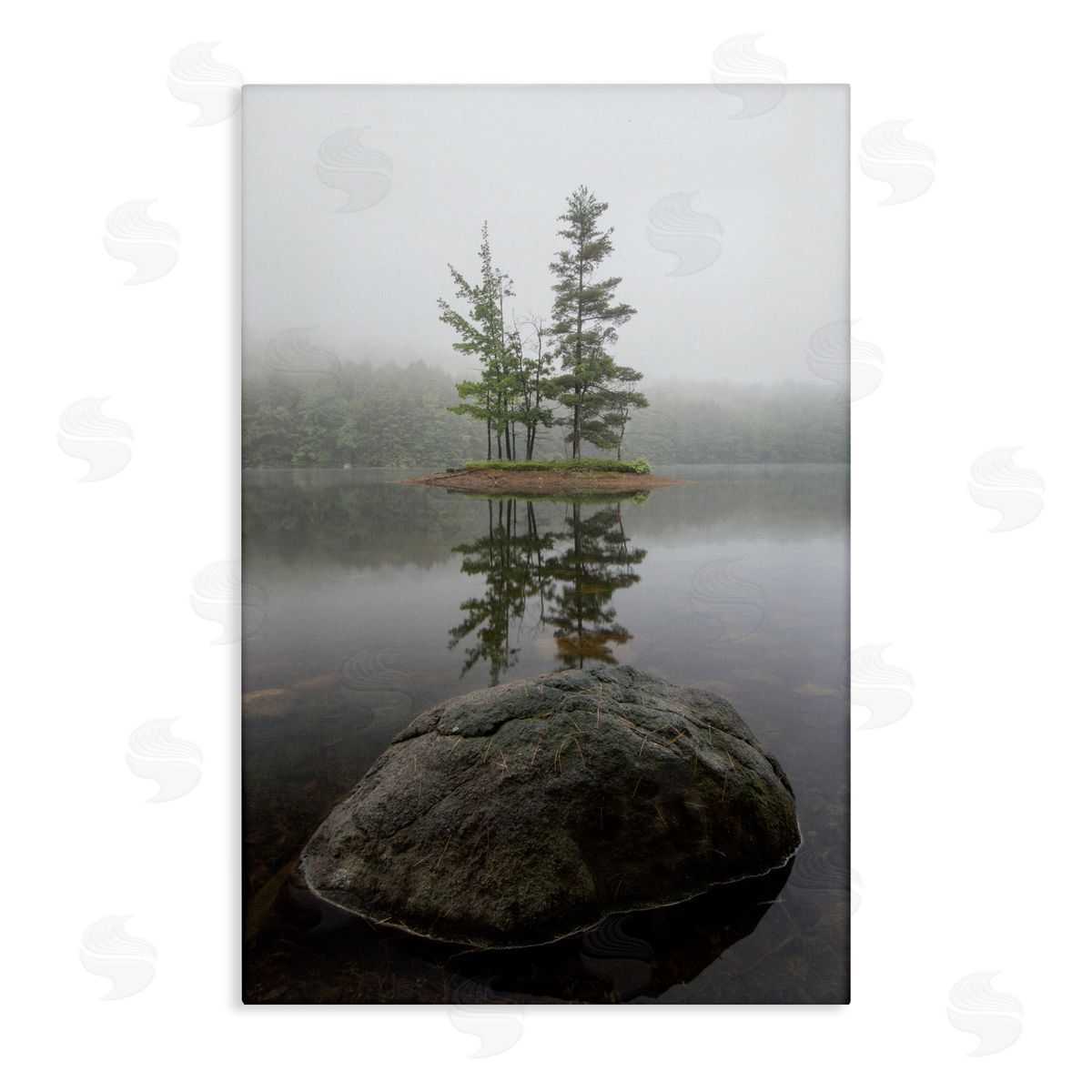 James Rodewald Duo Trees Lake Reflection Canvas Wall Art Print