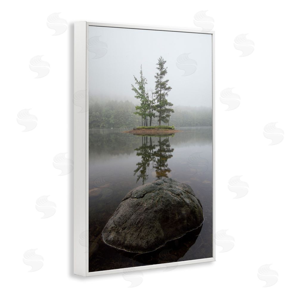 James Rodewald Duo Trees Lake Reflection White Framed Giclee Wall Art Print