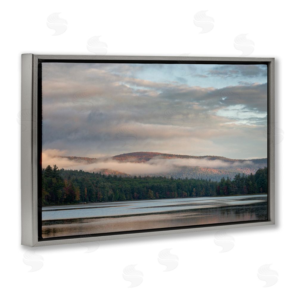 James Rodewald Mountain View with Fog Gray Floating Frame Canvas Wall Art Print