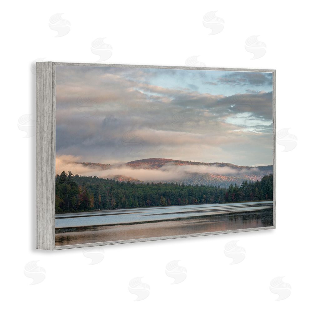 James Rodewald Mountain View with Fog Gray Framed Giclee Wall Art Print