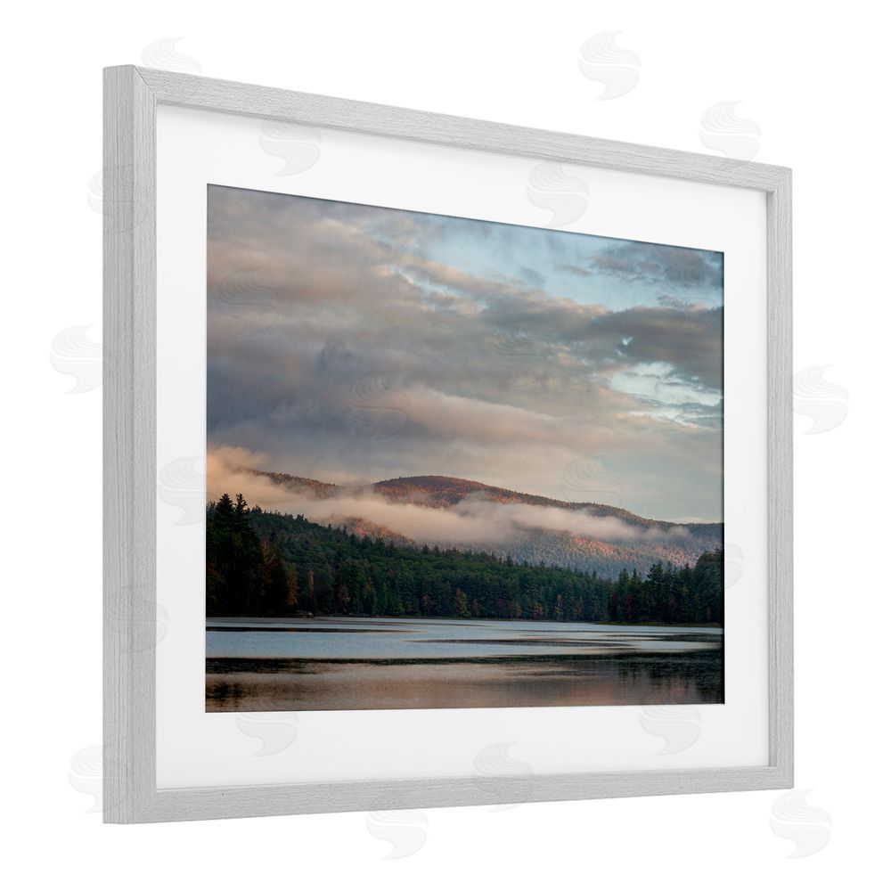 James Rodewald Mountain View with Fog Gray Framed Print Under Glass with White Mat Wall Art