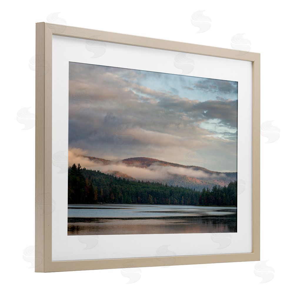 James Rodewald Mountain View with Fog Birch Framed Print Under Glass with White Mat Wall Art