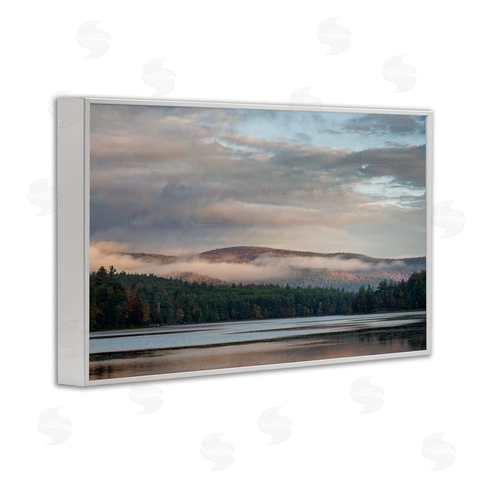 James Rodewald Mountain View with Fog White Framed Giclee Wall Art Print