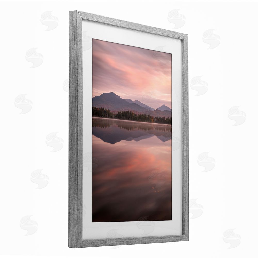 James Rodewald Dawn Reflection In Glory Gray Framed Print Under Glass with White Mat Wall Art
