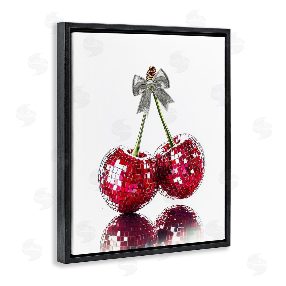 Christine Simpson Art Cherry Disco Balls Black Floating Frame Canvas Wall Art Print