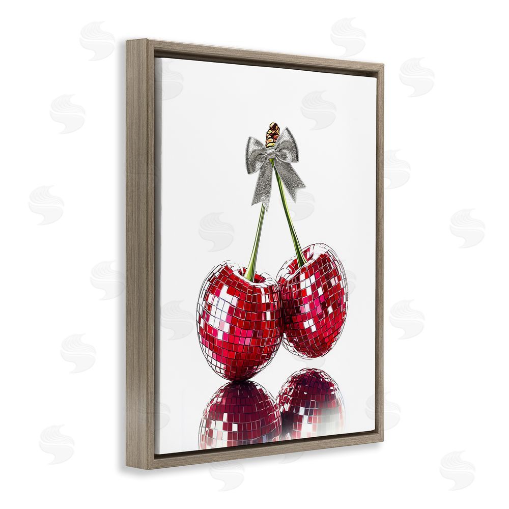 Christine Simpson Art Cherry Disco Balls Brown Floating Frame Canvas Wall Art Print