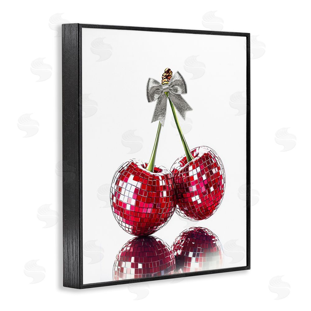 Christine Simpson Art Cherry Disco Balls Black Framed Giclee Wall Art Print