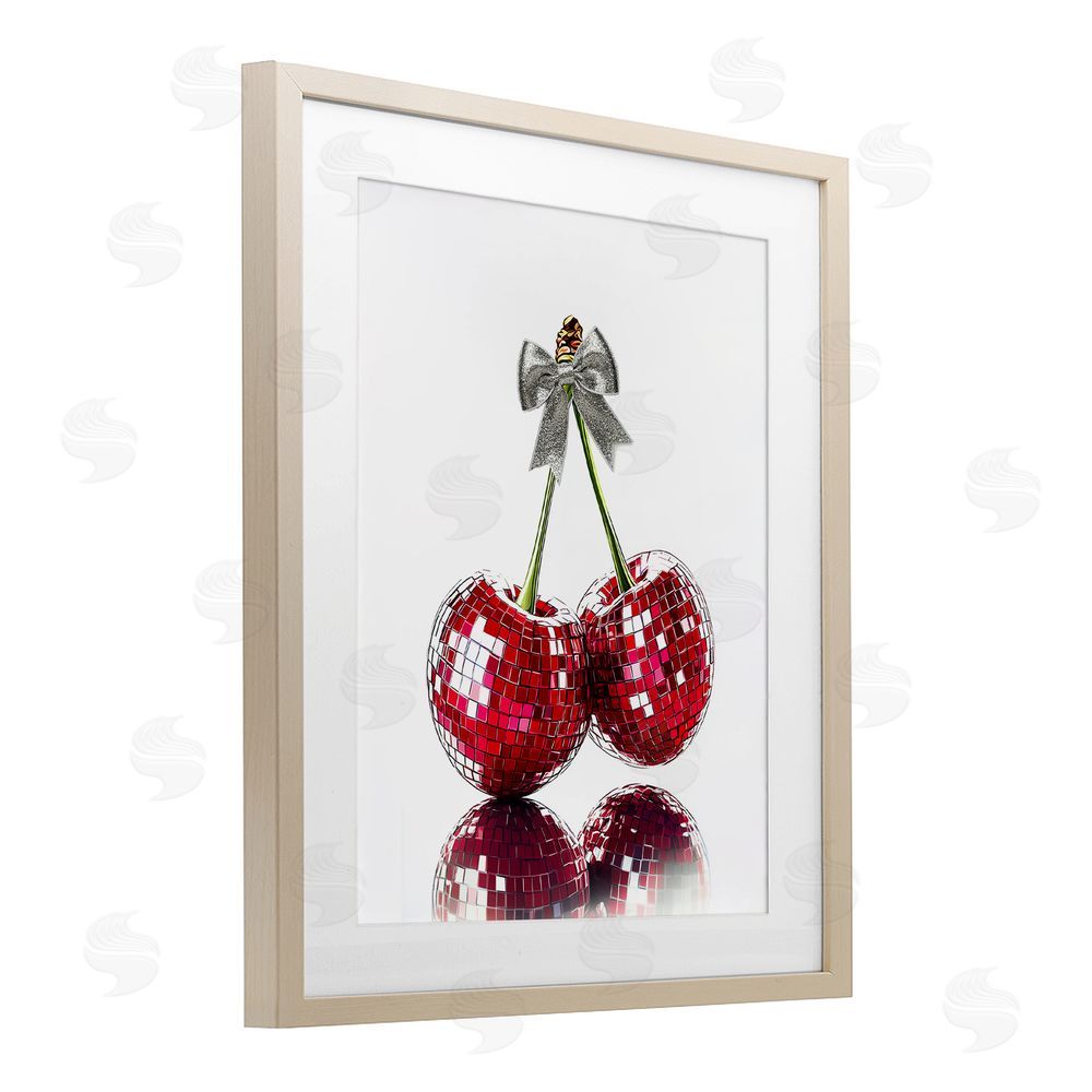 Christine Simpson Art Cherry Disco Balls Birch Framed Print Under Glass with White Mat Wall Art