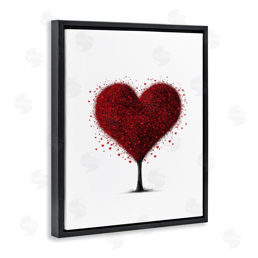 Christine Simpson Art Blooming Heart Tree Black Floating Frame Canvas Wall Art Print