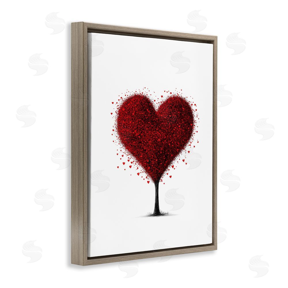 Christine Simpson Art Blooming Heart Tree Brown Floating Frame Canvas Wall Art Print