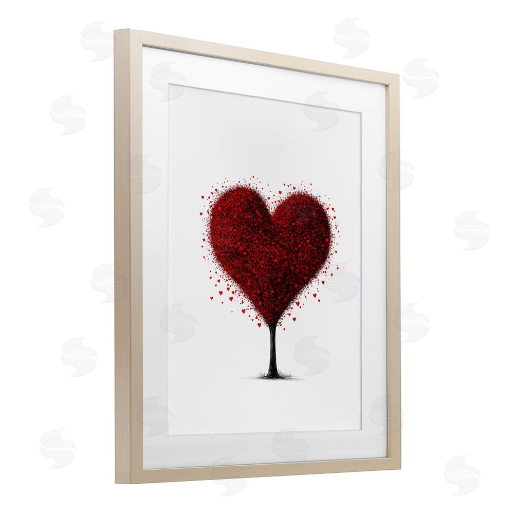 Christine Simpson Art Blooming Heart Tree Birch Framed Print Under Glass with White Mat Wall Art