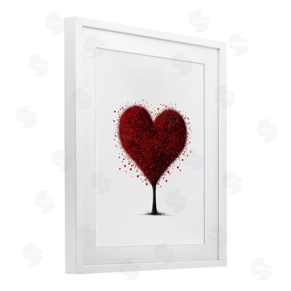 Christine Simpson Art Blooming Heart Tree White Framed Print Under Glass with Mat Wall Art