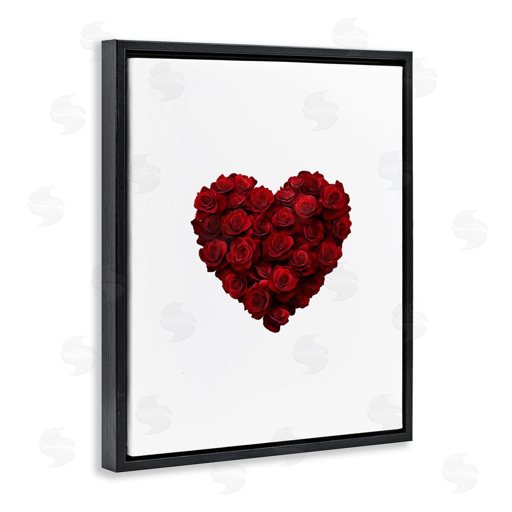 Christine Simpson Art Heart of Roses Bouquet Black Floating Frame Canvas Wall Art Print