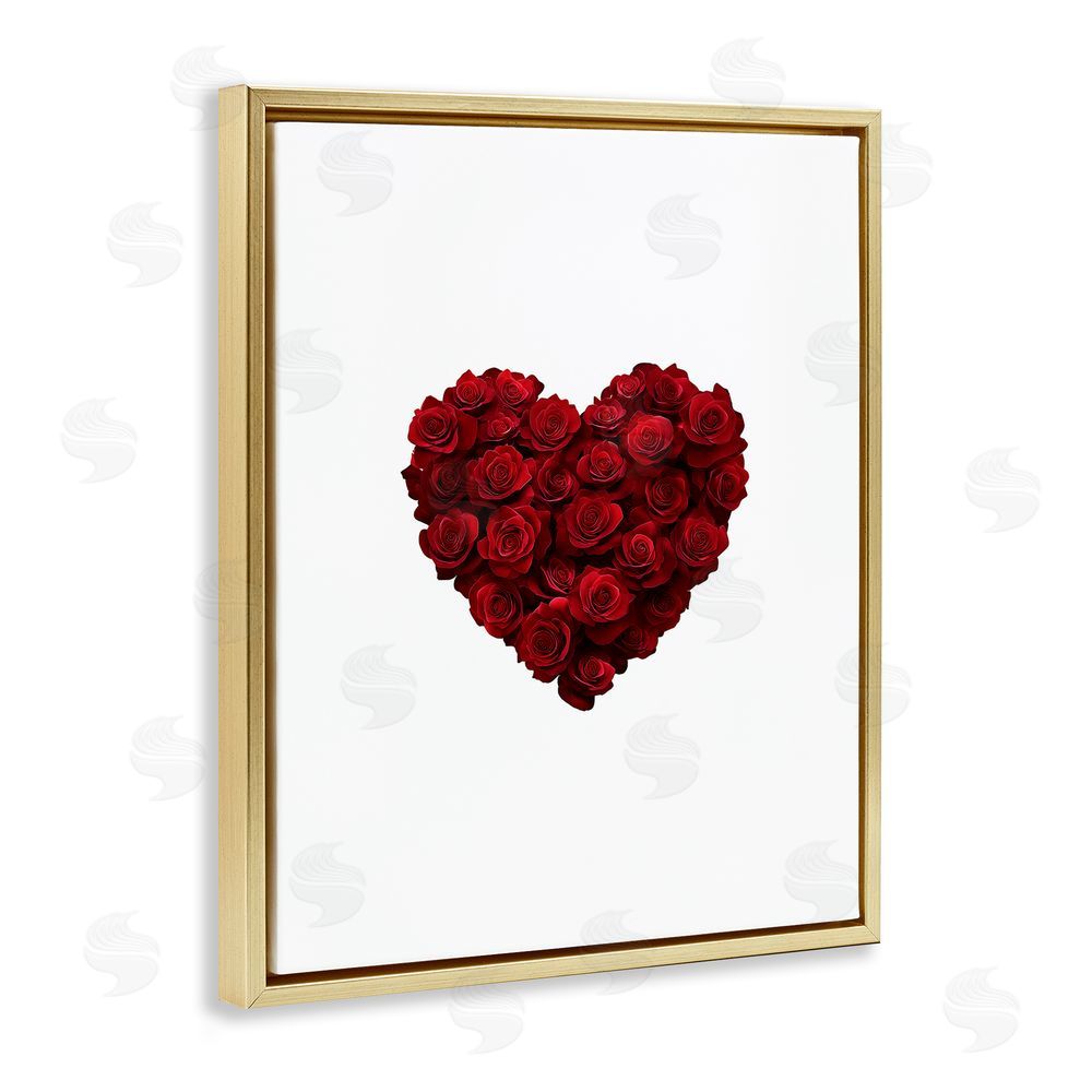 Christine Simpson Art Heart of Roses Bouquet Gold Floating Frame Canvas Wall Art Print